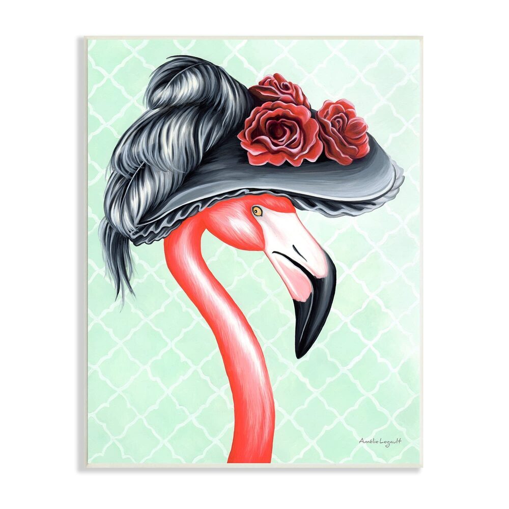 9952 Classy Flamingo Vintage Black Floral Hat Green Pattern, Design by